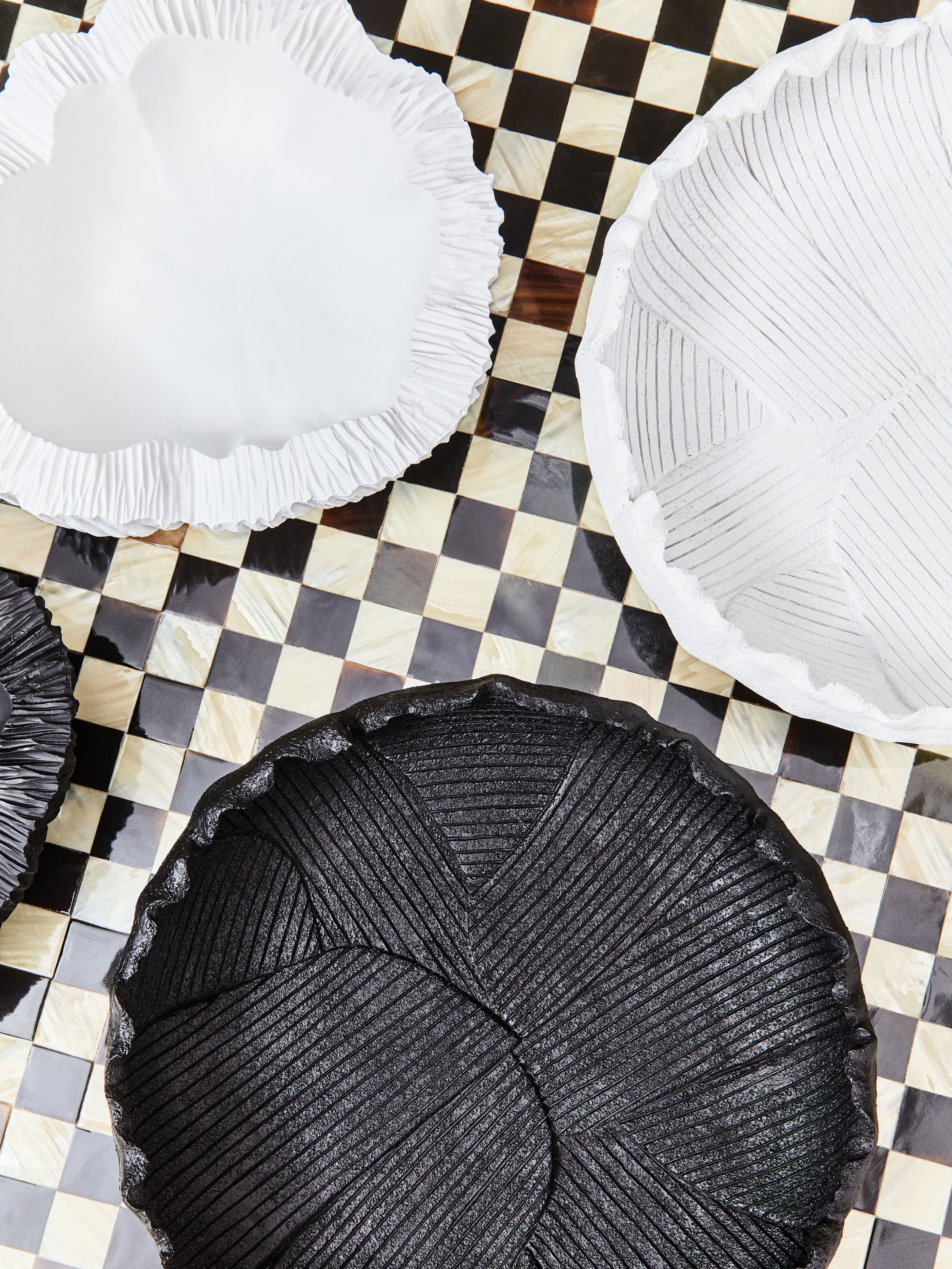 Bobbin Textured White Flat Bowl